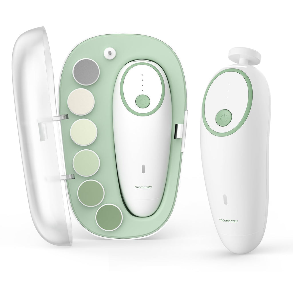 Momcozy Baby Nagelfeile Elektrisch, Sanfter Baby Nageltrimmer Elektrisch Wiederaufladbar, Baby Nagelknipser Elektrisch, 7 Schleifkopf Ersatzpads