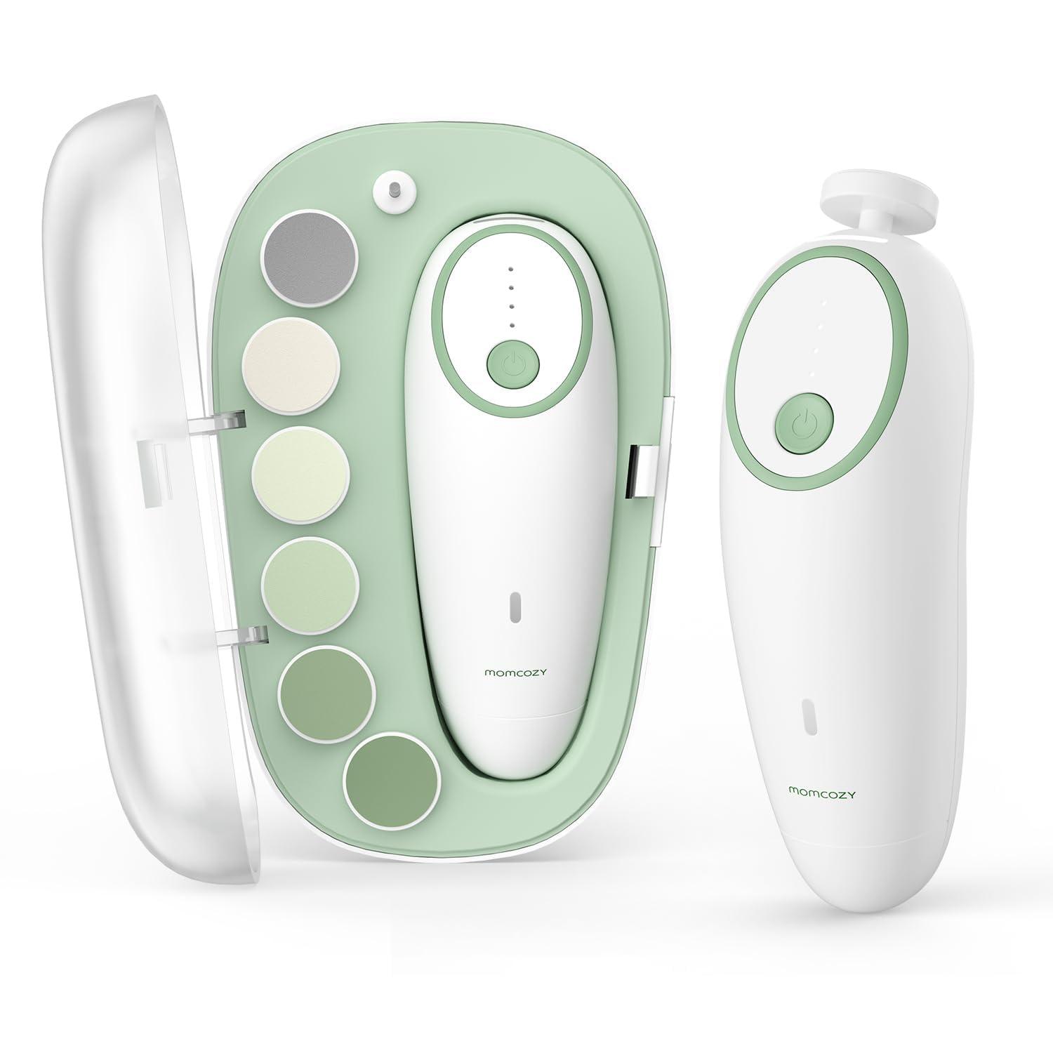 Momcozy Baby Nagelfeile Elektrisch, Sanfter Baby Nageltrimmer Elektrisch Wiederaufladbar, Baby Nagelknipser Elektrisch, 7 Schleifkopf Ersatzpads