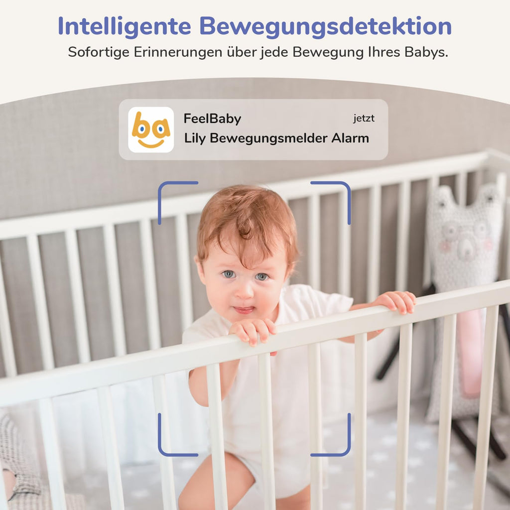 jeeber 2K/3MP Babyphone mit Kamera APP, 360°, 5" WLAN Video Babyfone, HDR-Nachtsicht, Weinen/Bewegungs/Geräusch-Erkennung, Temperaturanzeige, hohe Reichweite, Bereich alarme, ohne ABO