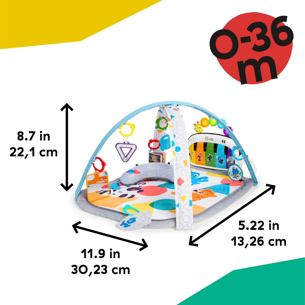 Baby Einstein, 4 in 1 Kickin' Tunes Spieldecke mit 70+ Geräuschen, 25+ Minuten Musik, Erlebnisdecke mit Klavier und Lichtern, Spielmatte mit Spielbogen abnehmbarem Babyspielzeug, ab der Geburt