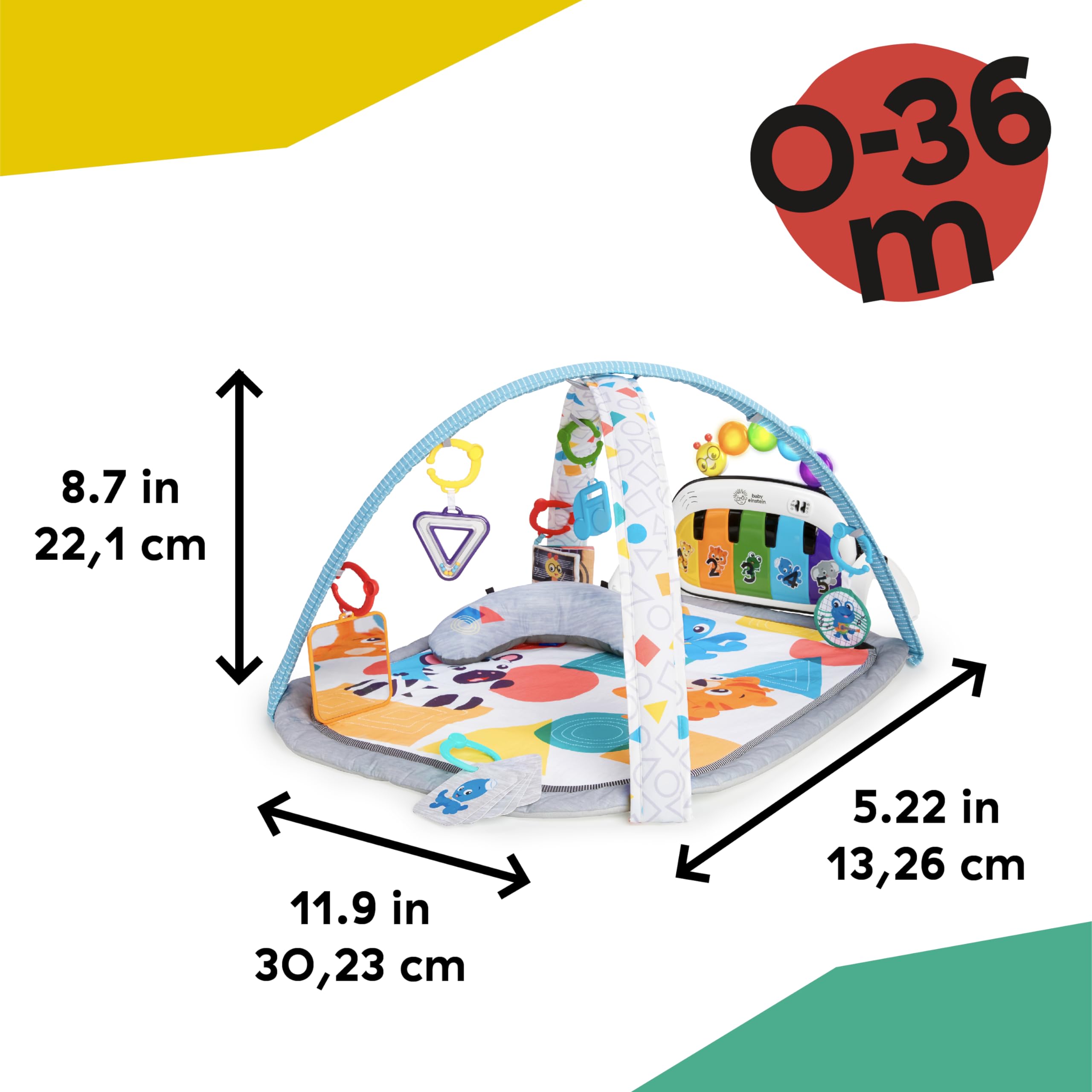 Baby Einstein, 4 in 1 Kickin' Tunes Spieldecke mit 70+ Geräuschen, 25+ Minuten Musik, Erlebnisdecke mit Klavier und Lichtern, Spielmatte mit Spielbogen abnehmbarem Babyspielzeug, ab der Geburt