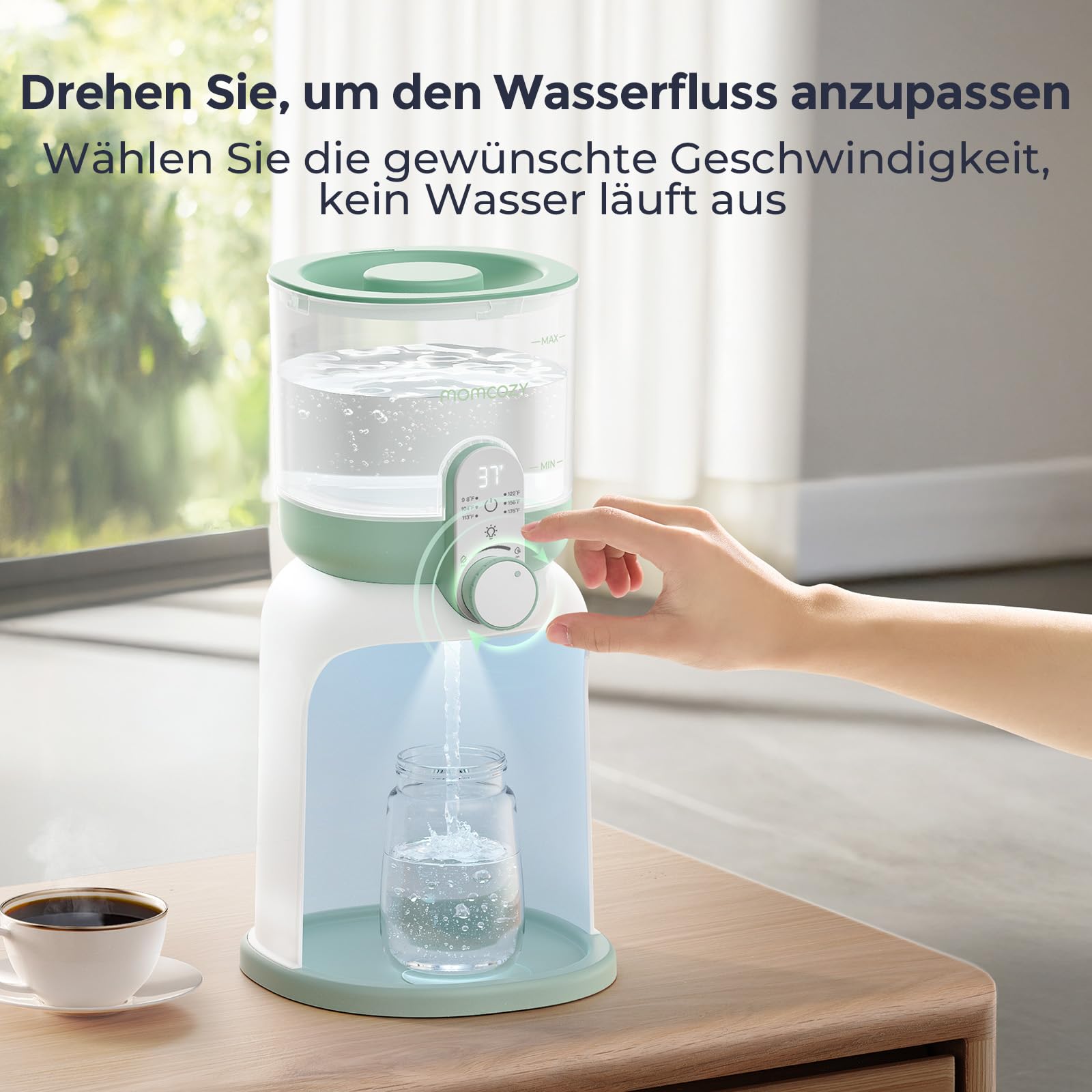 Momcozy Flaschenzubereiter Baby mit Dual-Licht, Schneller Flaschenwärmer zur Milchzubereitung, 1,69 Liter Großvolumen, Milchzubereiter mit 6 Temperaturstufen, Grundausstattung für das Stillen