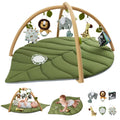 Blissful Diary Spielbogen Baby, Übergroßes Blattförmiges Spieldecke Baby Gym Activity Decke mit 6 Abnehmbare Spielzeuge, krabbeldecke Unverzichtbare Babygeschenke, Waldgrün