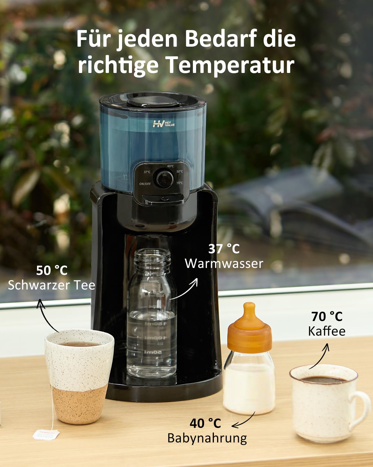 Flaschenzubereiter für Babys,Flaschenwärmer Baby,Instant Warmer,Wasserspender für Sofortige Herstellung von Formelflaschen,4 Temperaturen 72H Smart Thermostat, Heißwasserspender, Schwarz