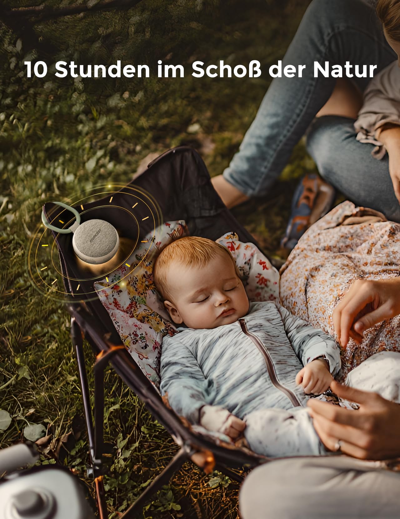 Momcozy Tragbare Baby Soundmaschine mit Nachtlicht – Weißes Rauschen Gerät für Neugeborene, 20 Beruhigende Klänge, Wiederaufladbare Weißes-Rauschen-Therapie und Bluetooth-Lautsprecher