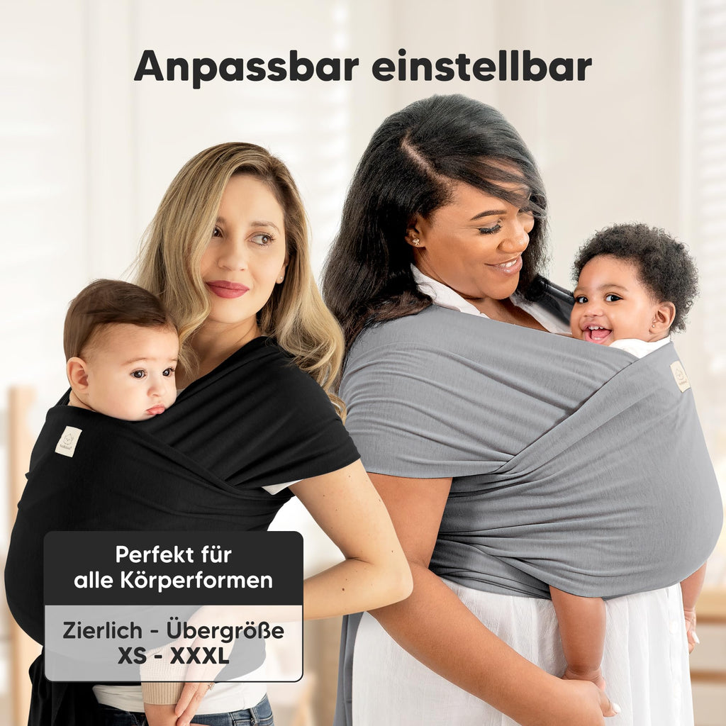 KeaBabies Babytrage Ab Geburt - Atmungsaktive Babytragetücher, Babytrage Neugeborene Ab Geburt, Babytuch Tragetuch Baby Neugeborene, Kleinkind Handfreie Baby Carrier (Stone Gray)