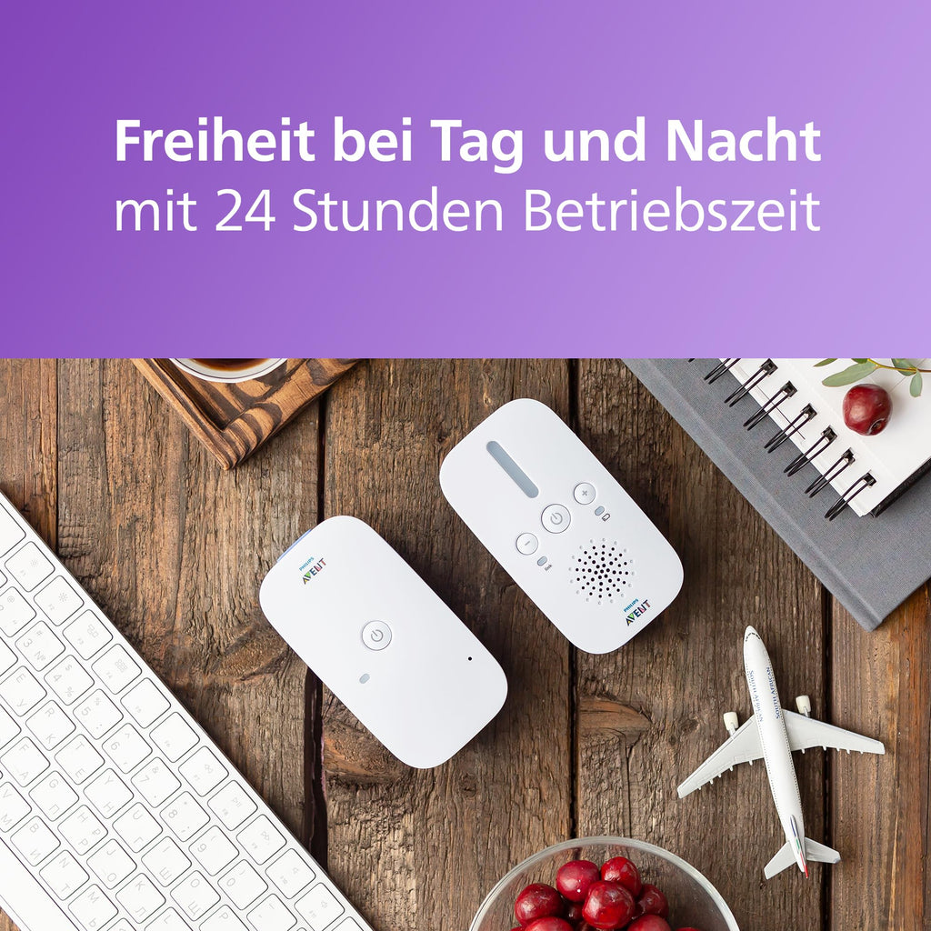 Philips AVENT DECT-Audio-Babyphone, Gegensprechfunktion, störungsfrei, 330 Meter Reichweite, 24 Stunden Akkulaufzeit, Smart ECO-Modus, Nachtlicht, SCD503/26